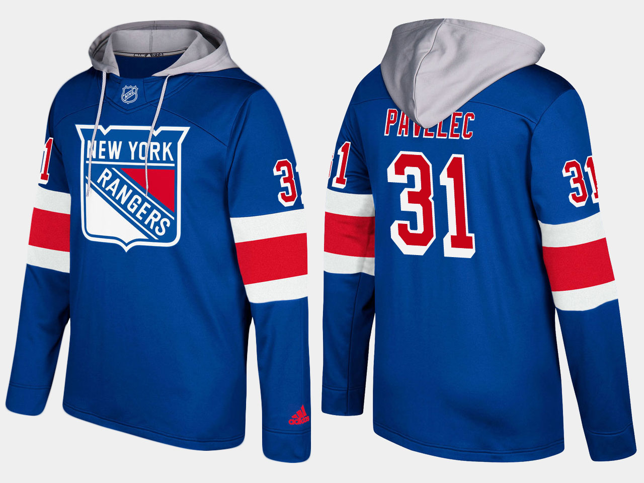 Men NHL New York rangers #31 ondrej pavelec blue hoodie